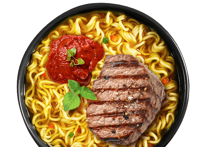 Glads noodles with beef flavor and «Tomato and basil» sauce