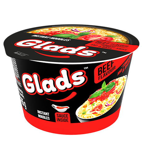 Glads noodles with beef flavor and «tomato and basil» sauce